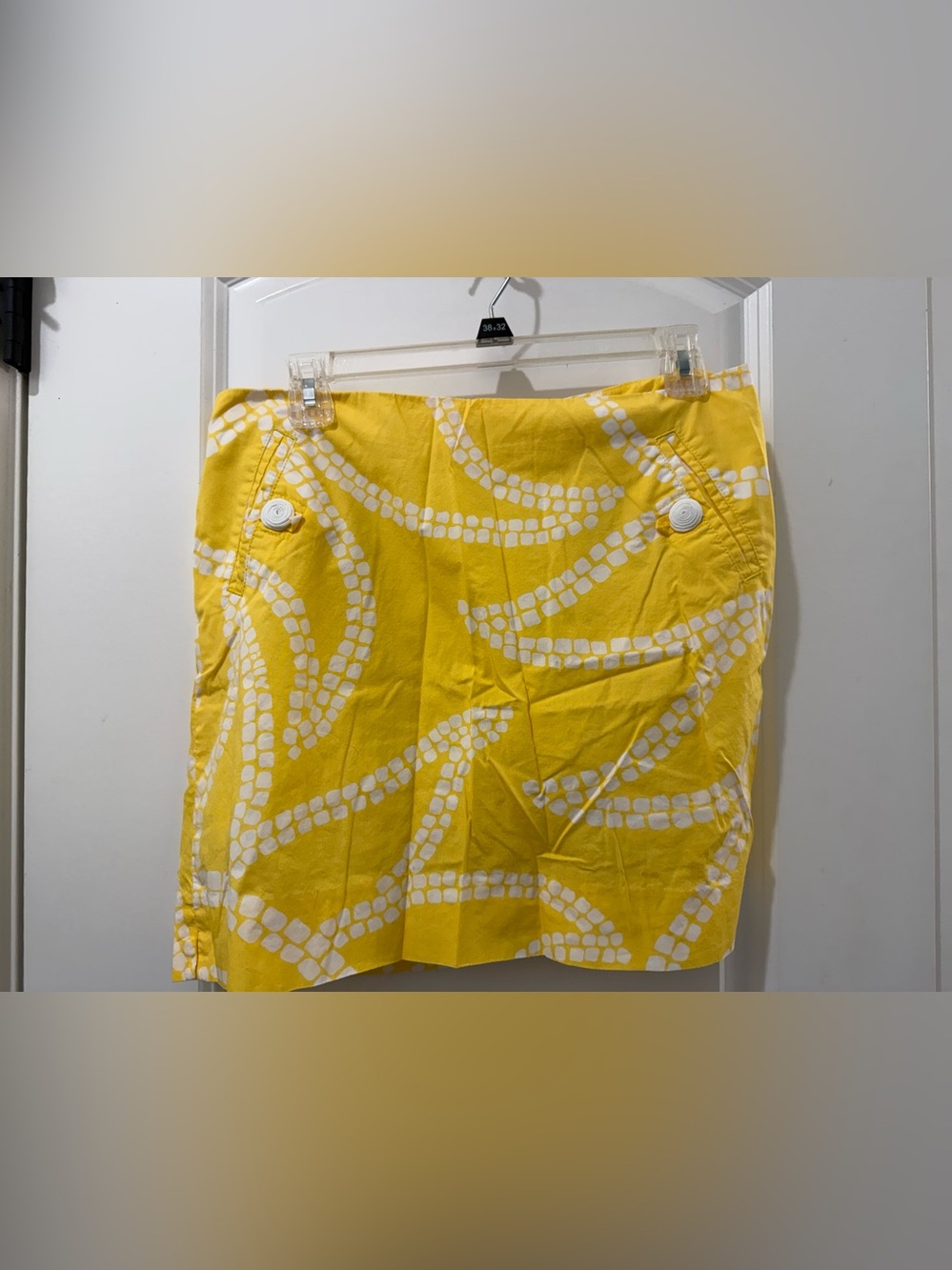 Lilly Pulitzer Yellow & White Printed Cotton Mini Skirt